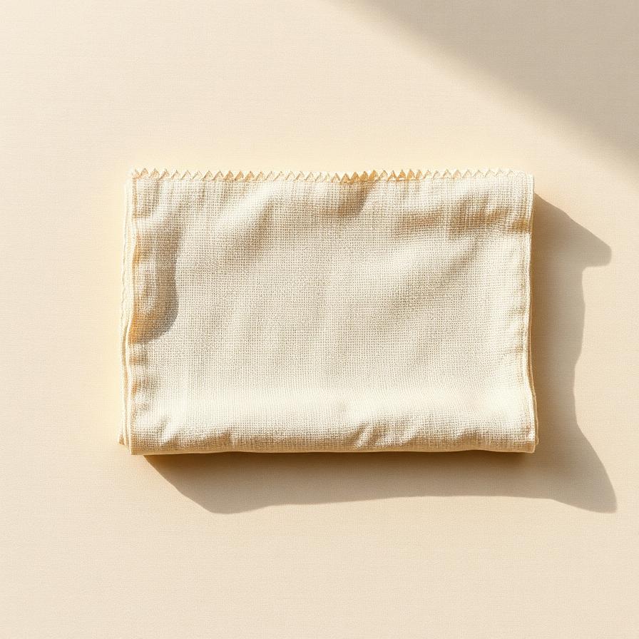 Opgevouwen naturel linnen stof met zichtbare structuur